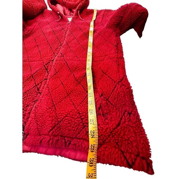 VTG LL Bean Quilted Sherpa Coat Red True Vintage Made in USA Size Medium - Picture 7 of 12